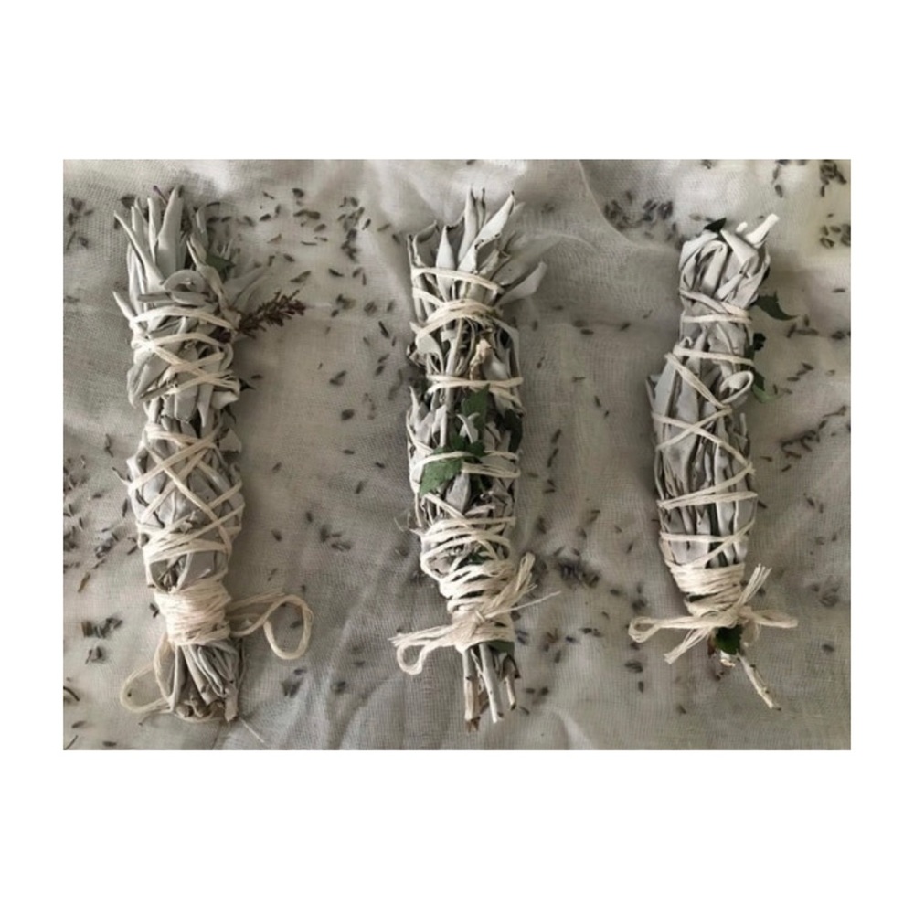 SOLD// Organic White Sage Smudge Bundle Infused with Hyssop & Lavender